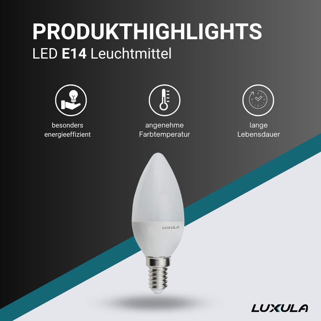 10er Pack LED Leuchtmittel E14, 5W, 436lm, 2700K  Lichttechnik24.de.