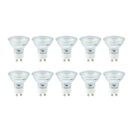 10er Pack LED Leuchtmittel GU10, 5W, 441lm, 2700K, 38°, Glasgehäuse - Lichttechnik24.de