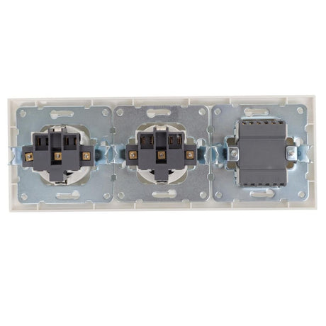 2 x Schutzkontakt-Steckdosen mit 2 x Wechselschaltern, 16 A, 250 V, weiß - Lichttechnik24.de