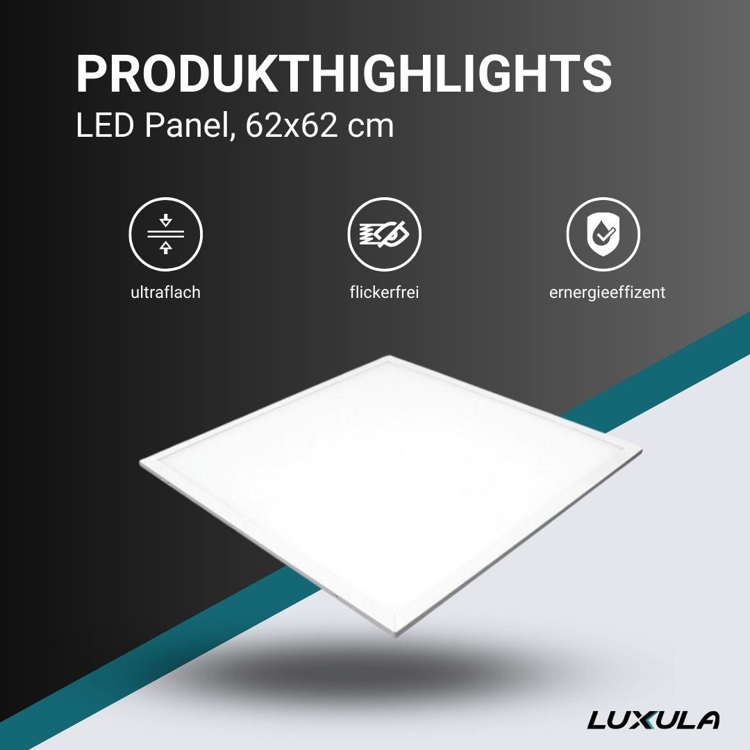 2er Pack LED Panel, 62x62 cm, 36W, 3600lm, 4000K  Lichttechnik24.de.