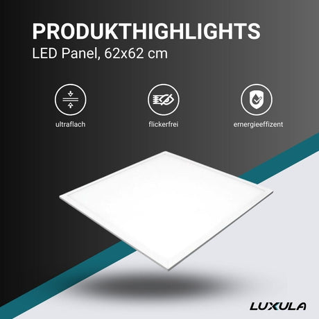2er Pack LED Panel, 62x62 cm, 36W, 3600lm, 4000K - Lichttechnik24.de