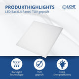 6er Pack LED-Panels, 62x62 cm, TÜV, 4000 K, 36 W, 3600 lm - Lichttechnik24.de