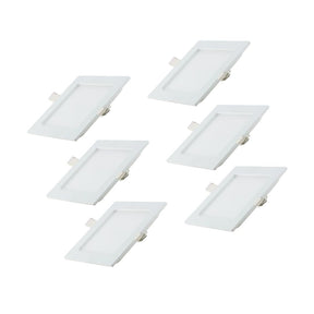 6er Set LED CCT Downlight, 18W, 1880 lm, 220x32mm, 3000-4000-6000K einstellbar, mit Diffusor, eckig.