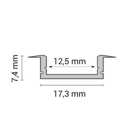 Aluprofil-Set, für LED-Streifen, Einbau, mit Diffusor und Clips, 1m.