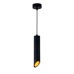 Aufbau-Hängeleuchte für GU10- /MR16-Leuchtmittel, Alu, Röhrenform, schwarz + gold.