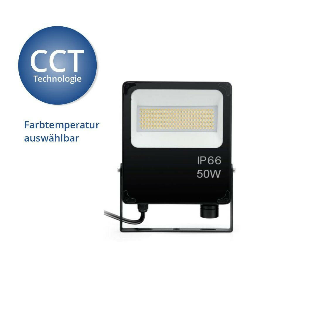CCT LED Fluter, 50 W, 5000 lm, 3000K-6000K, IP66  Lichttechnik24.de.