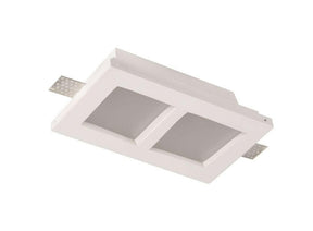 Deckeneinbaustrahler Trimless mit 2 Spots für GU10- /MR16-Leuchtmittel, mattes Glas, weiß, eckig.