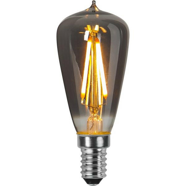 Dekorative LED Leuchte im industrial Design mit Smokey-Glas und einer E14  Fassung –