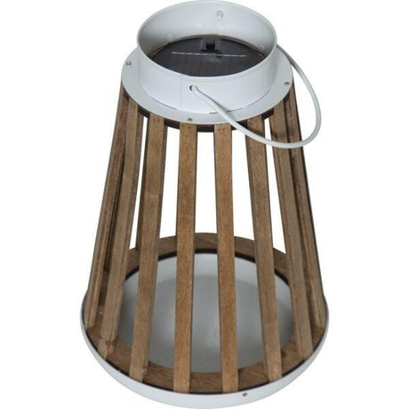 Dekorative LED Solar-Laterne "Catania" aus Holz und Metall.