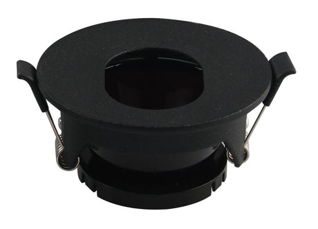 Einbauleuchte für GU10- /MR16-Leuchtmittel, rund, ovaler Blendenausschnitt, 45° schwenkbar, schwarz - Lichttechnik24.de