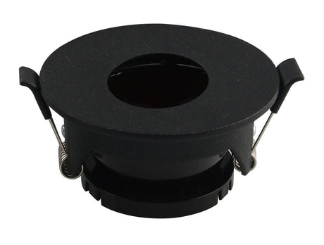 Einbauleuchte für GU10- /MR16-Leuchtmittel, rund, runder Blendenausschnitt, 45° schwenkbar, schwarz - Lichttechnik24.de