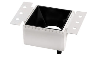 Einbaurahmen für GU10- /MR16-Leuchtmittel, Trimless, weiß, schwarzer Reflektor, eckig.