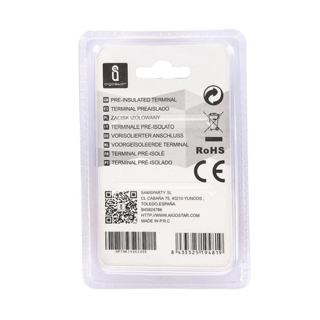 Gabel-Kabelschuhe, isoliert, 15 Stk., 5,5 - 6 mm², 25,5 x 9,8 x 6,7 mm, gelb.
