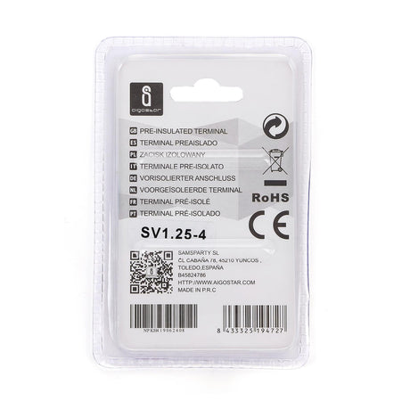 Gabel-Kabelschuhe, isoliert, 20 Stk., 1,25 - 4 mm², 21,7 x 6,4 x 4,3 mm, gelb.
