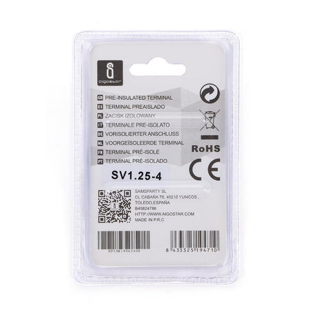 Gabel-Kabelschuhe, isoliert, 20 Stk., 1,25 - 4 mm², 21,7 x 6,4 x 4,3 mm, schwarz.
