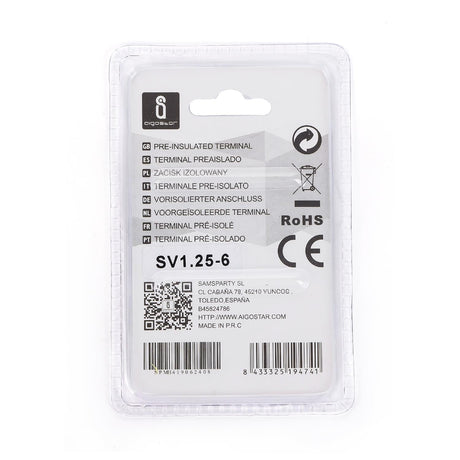 Gabel-Kabelschuhe, isoliert, 20 Stk., 1,25 - 6 mm², 21,2 x 9,5 x 4,3 mm, schwarz.