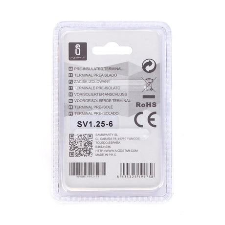 Gabel-Kabelschuhe, isoliert, 20 Stk., 1,25 - 6 mm², 21,2 x 9,5 x 4,3 mm, schwarz.