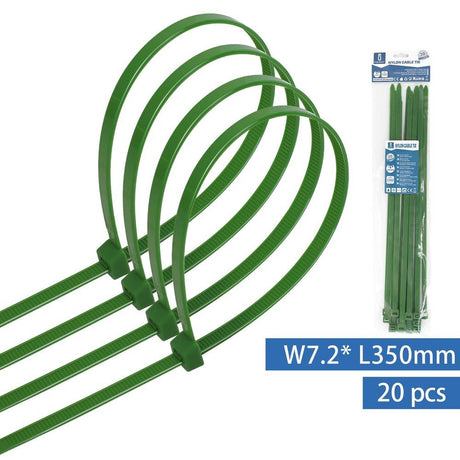 Kabelbinder, 20 Stk., 7,2 x 350 mm, grün  Lichttechnik24.de.