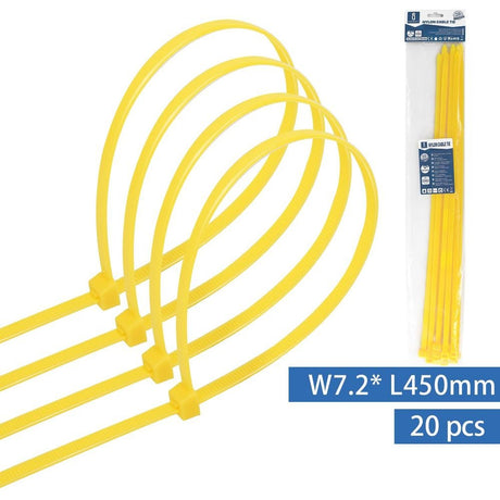 Kabelbinder, 20 Stk., 7,2 x 450 mm, gelb  Lichttechnik24.de.