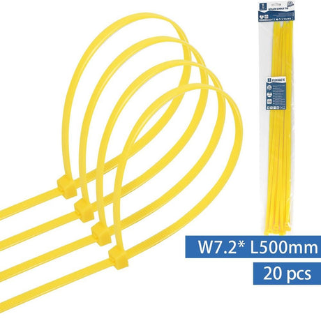 Kabelbinder, 20 Stk., 7,2 x 500 mm, gelb  Lichttechnik24.de.