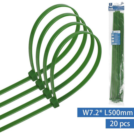Kabelbinder, 20 Stk., 7,2 x 500 mm, grün  Lichttechnik24.de.