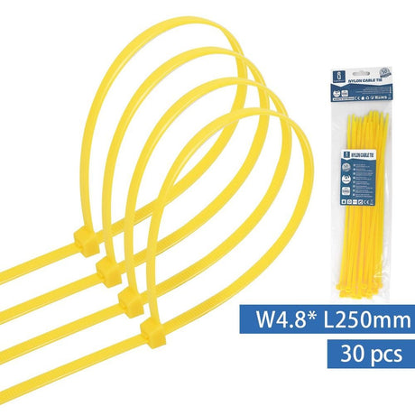 Kabelbinder, 30 Stk., 4,8 x 250 mm, gelb  Lichttechnik24.de.