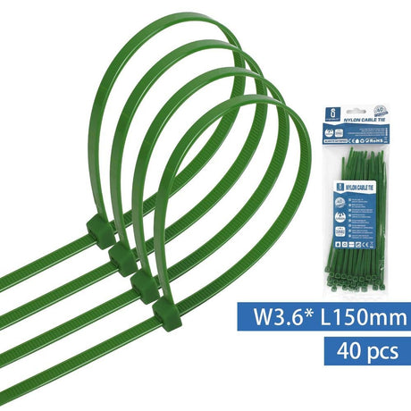 Kabelbinder, 40 Stk., 3,6 x 150 mm, grün  Lichttechnik24.de.
