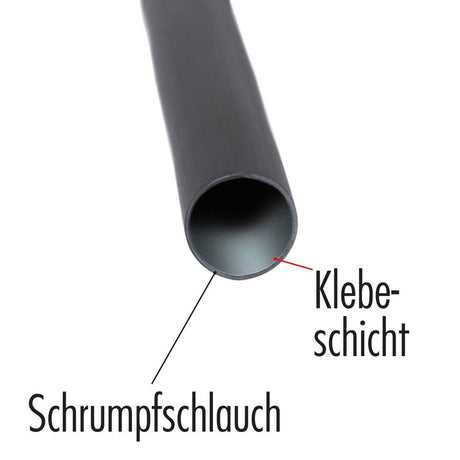 Klebe-Schrumpfschlauch 3:1, 12,7 mm, 1 m, Farbe schwarz, einzeln verpackt  Lichttechnik24.de.