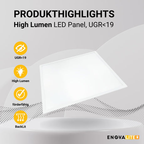 LED BackLit Panel, 62x62 cm, 21 W, 4200 lm, 4000 K, UGR<19  Lichttechnik24.de.