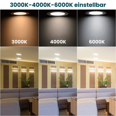 LED CCT Aufbauleuchte, 6W, 525 lm, ø122x35mm, 3000-4000-6000K einstellbar, mit Diffusor, rund.