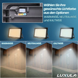 LED CCT Fluter, 300 W, 3000-6500 K (warm-, neutral-, kaltweiß), 30000 lm, schwarz, IP65  Lichttechnik24.de.