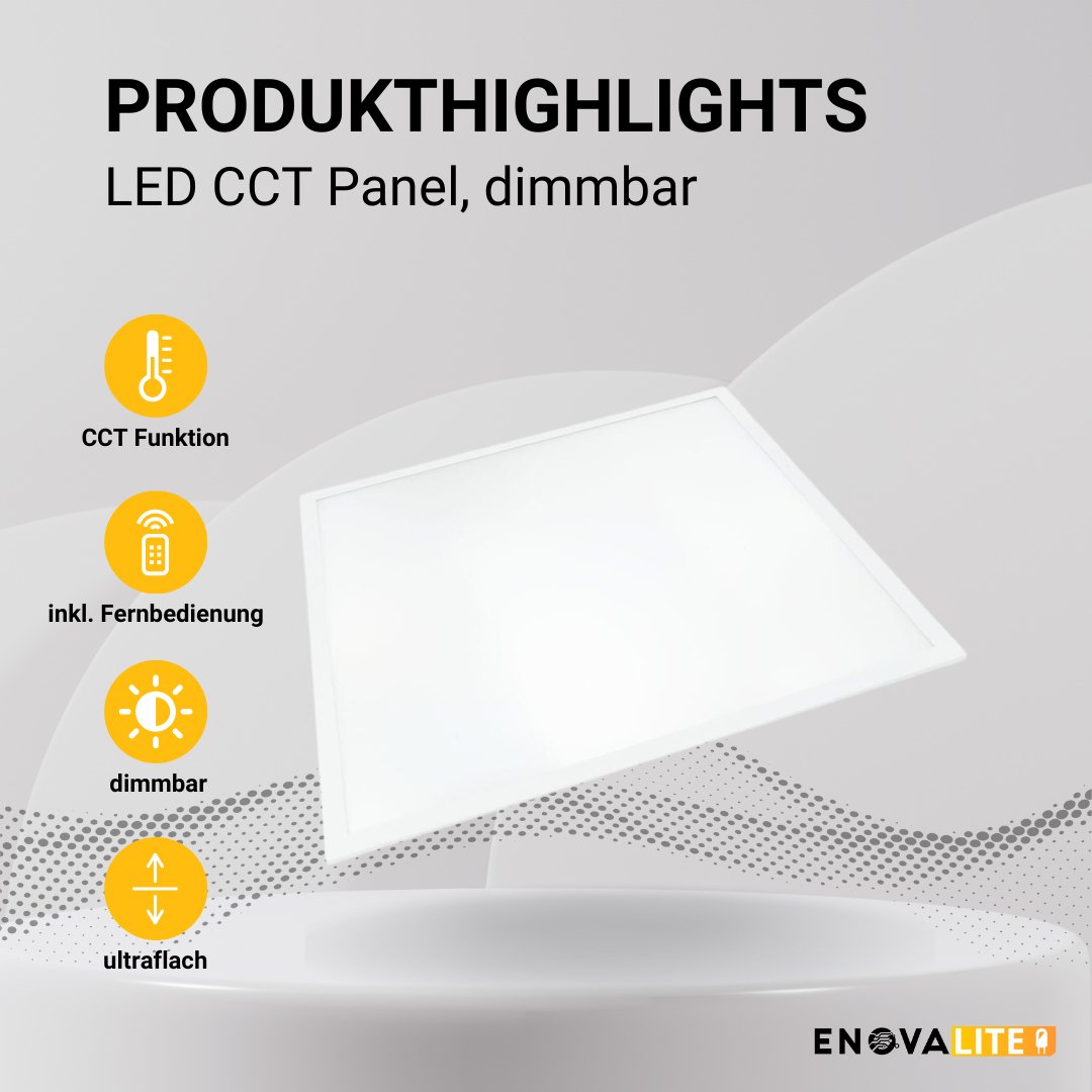 LED CCT Panel mit Fernbedienung, dimmbar, 62x62 cm, 36 W, 3600 lm  Lichttechnik24.de.