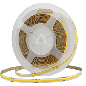 LED COB Leuchtstreifen mit 512 LEDs/m, 12 W/m, 1100 lm/m, Ra: >90, 3000K, 5 m.