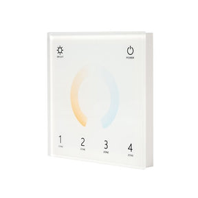 LED DMX-RF 4 Zonen CCT Wandcontroller, weiß.