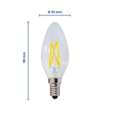LED Filament Leuchtmittel E14, C35, 4 W, 400 lm, 2700 K, dimmbar - Lichttechnik24.de