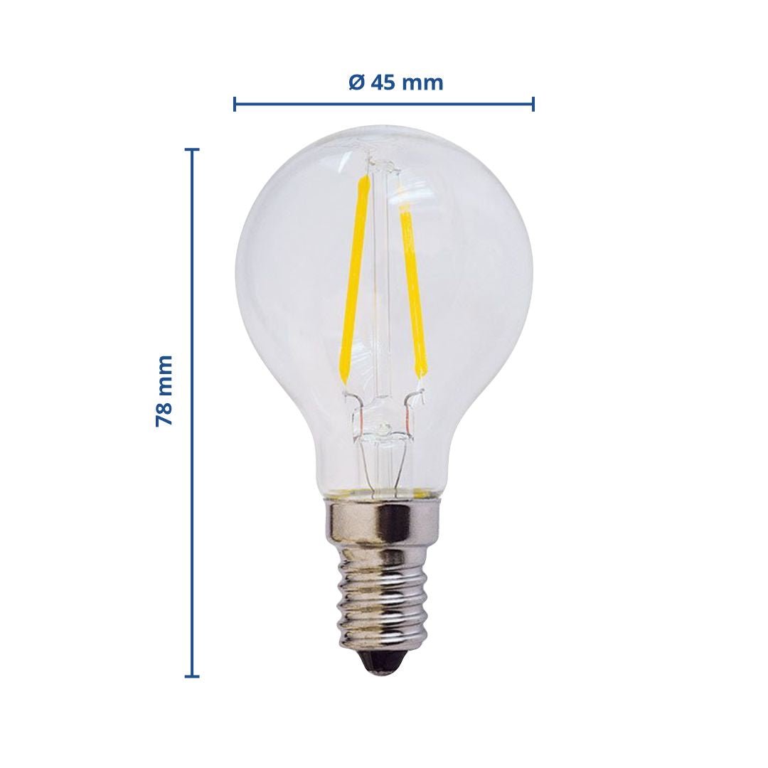 LED Filament Leuchtmittel E14, G45, 4 W, 400 lm, 2700 K - Lichttechnik24.de