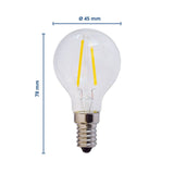LED Filament Leuchtmittel E14, G45, 4 W, 400 lm, 2700 K - Lichttechnik24.de