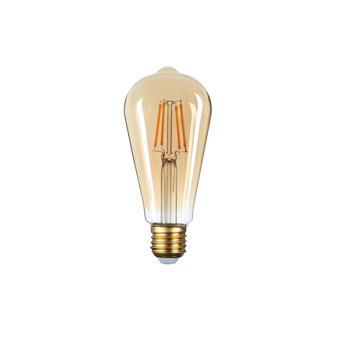 LED Filament Leuchtmittel, Vintage Lampe, ST64, gold, E27, Ø 65 mm, 4 W, 400 lm - Lichttechnik24.de