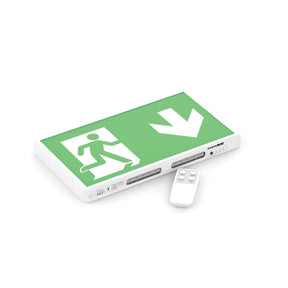 LED-Fluchtwegleuchte mit Fernbedienung, Notausgang mit Notstromeinheit, Anti Panik Licht, TEST-Funktion, Wandmontage.