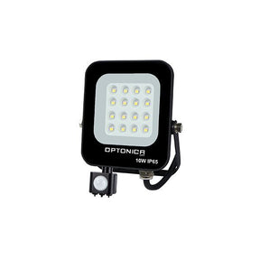 LED-Fluter, 10 W, 2700 K, IP65, Bewegungsmelder, schwarz.