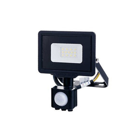 LED-Fluter mit PIR-Sensor, 10 W, 800 lm, 2700 K, IP65, schwarz.