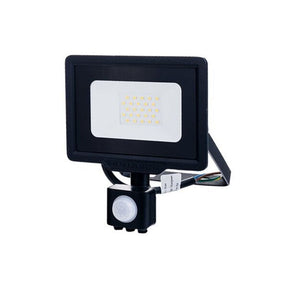LED-Fluter mit PIR-Sensor, 20 W, 1600 lm, 6000 K, IP65, schwarz.