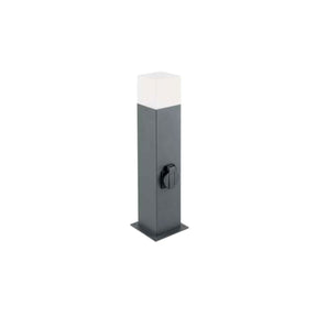 LED Gartenleuchte E27 mit Steckdose, Wegeleuchte, 50 cm Säule, IP44, graphit.