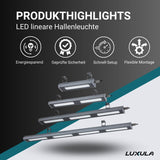 LED-HighBay, linear, 50 W, 6200 lm, 5000 K (neutralweiß), IP65, TÜV-geprüft - Lichttechnik24.de