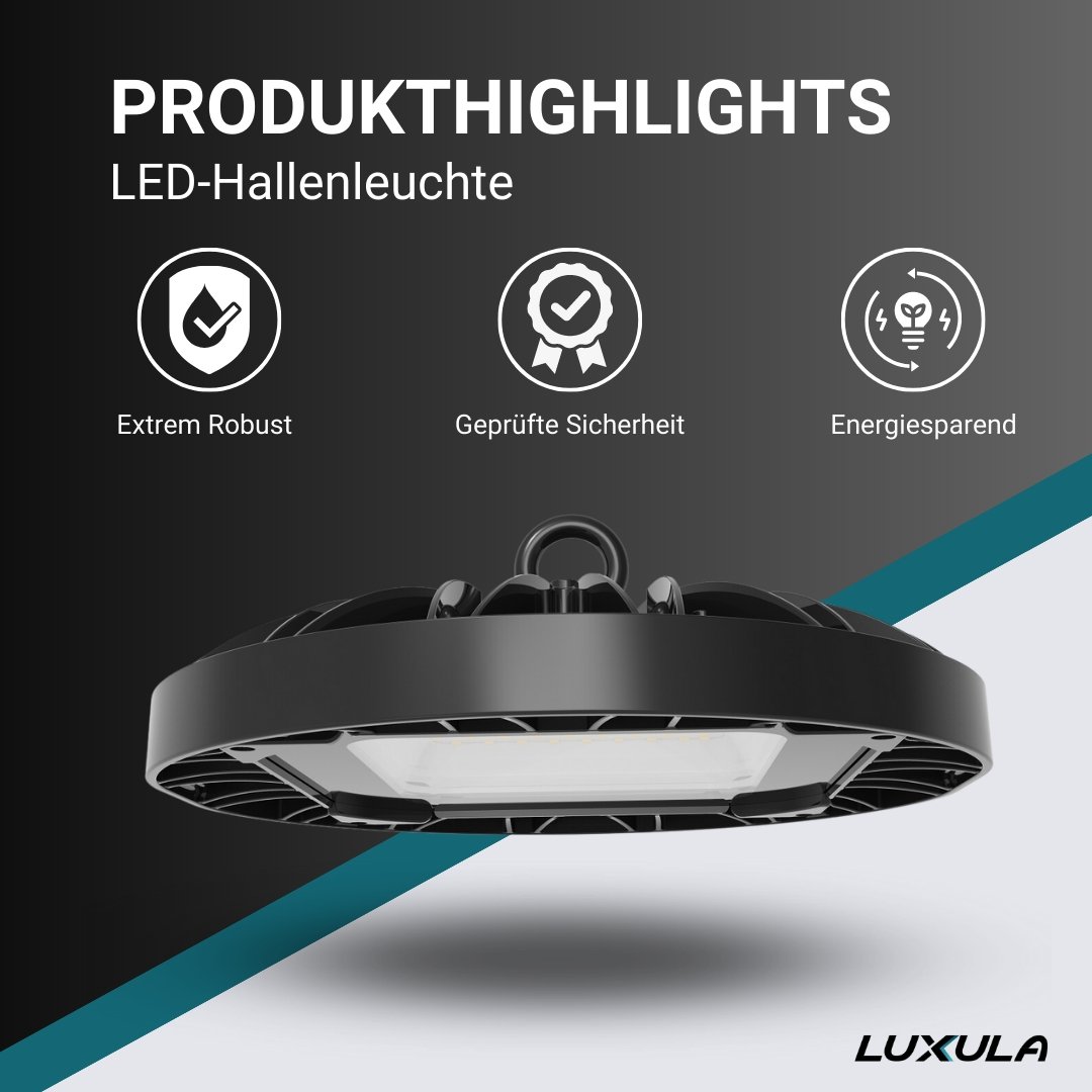 LED-HighBay, UFO, 100 W, 9400 lm, 5000 K (neutralweiß), IP65, TÜV-geprüft - Lichttechnik24.de