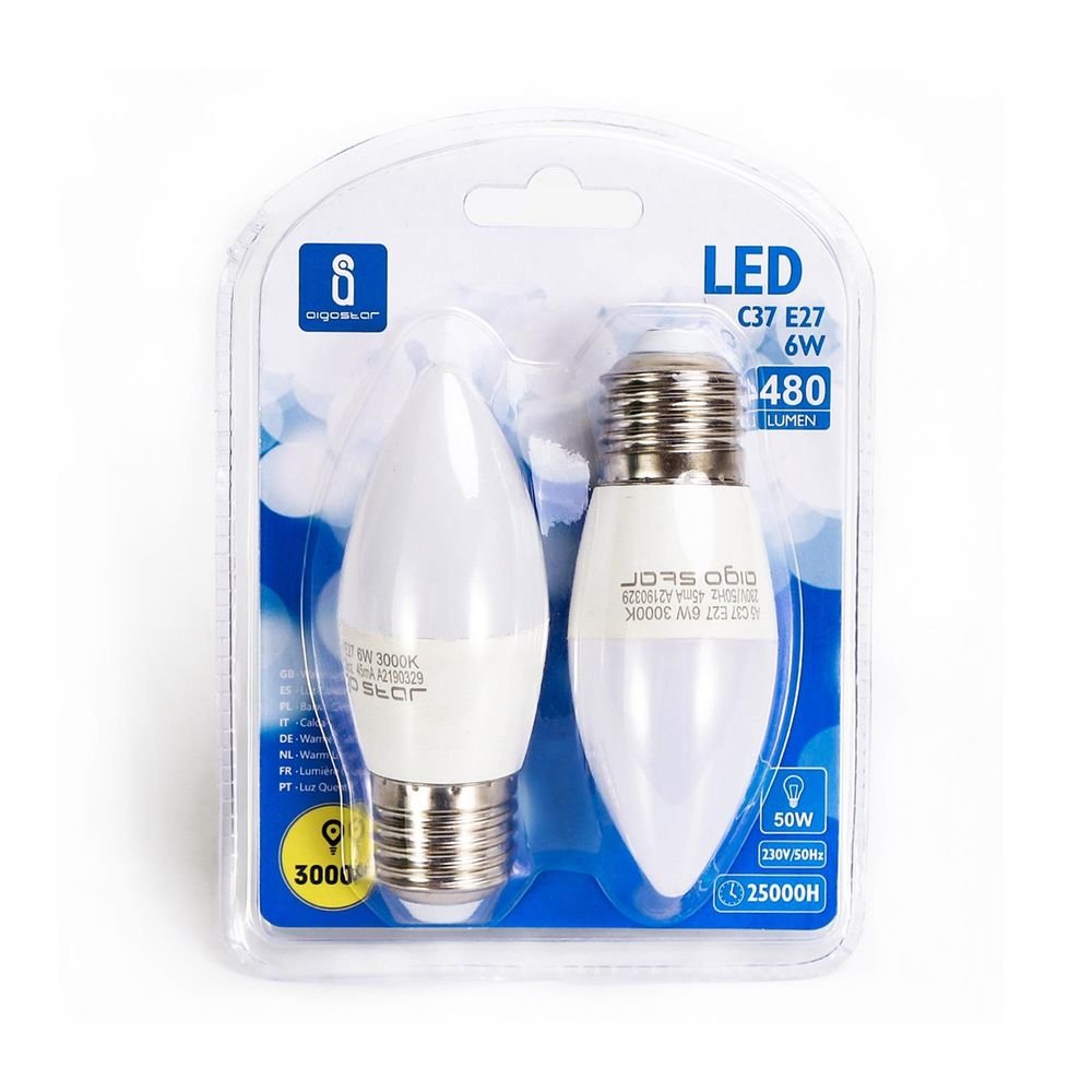 LED Leuchtmittel, E27, 6 W, 480 lm, 3000 K, 2er –