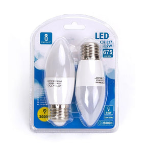 LED Leuchtmittel, E27, 9 W, 840 lm, 3000 K, 2er.