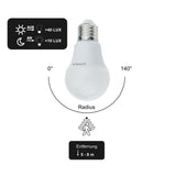 LED Leuchtmittel mit Dämmerungs und Bewegungs-Sensor, E27, 9W, 911lm, 2700K  Lichttechnik24.de.