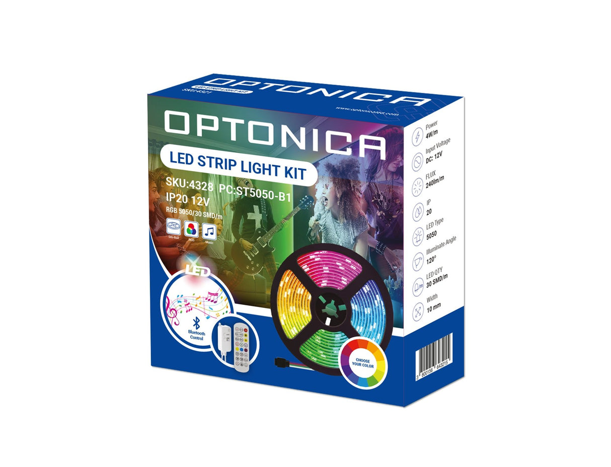 LED-Leuchtstreifen Set, RGB, 12 V, 30 LEDs, Adapter + Bluetooth Music +  Remote, 5 m –