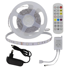LED-Leuchtstreifen Set, RGB, 12 V, 30 LEDs, Netzteil + Fernbedienung, 5 m.